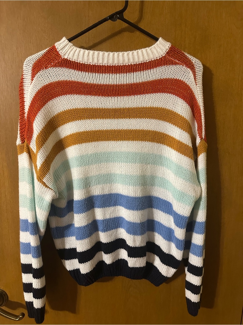 Striped Multi-Color Knit Sweater - Women's Casual Pullover